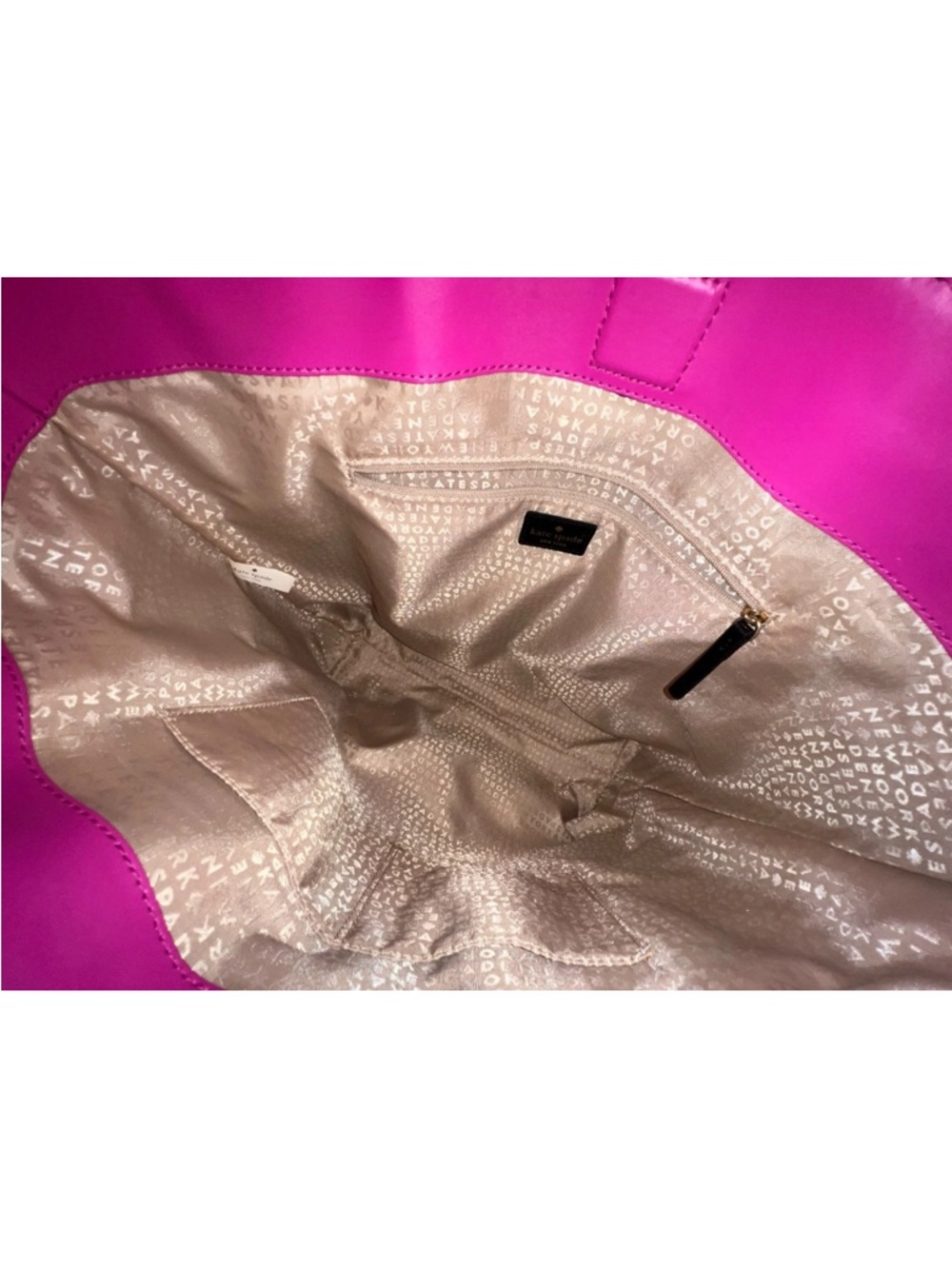 Kate Spade Extra Large Black Leather Tote/Shoulder Bag Pink Interior EUC! - Picture 15 of 15